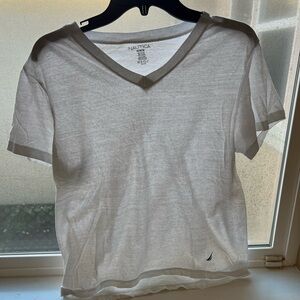Nautica Gray V-Neck T-Shirts x5